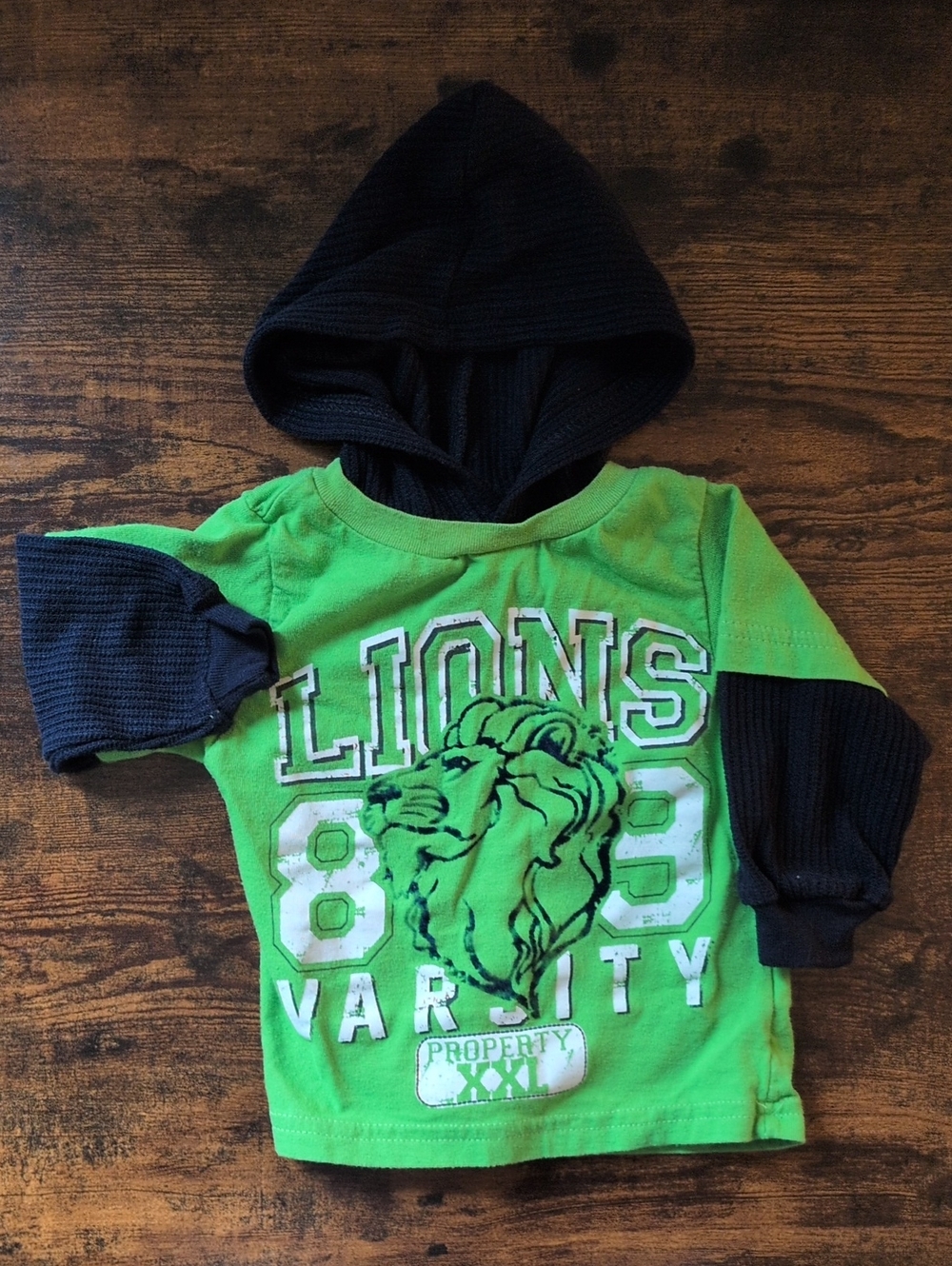 🎨 1$ Play Condition Little rebels Green Hooded 'Lions' Varsity Sweatshirt 12M